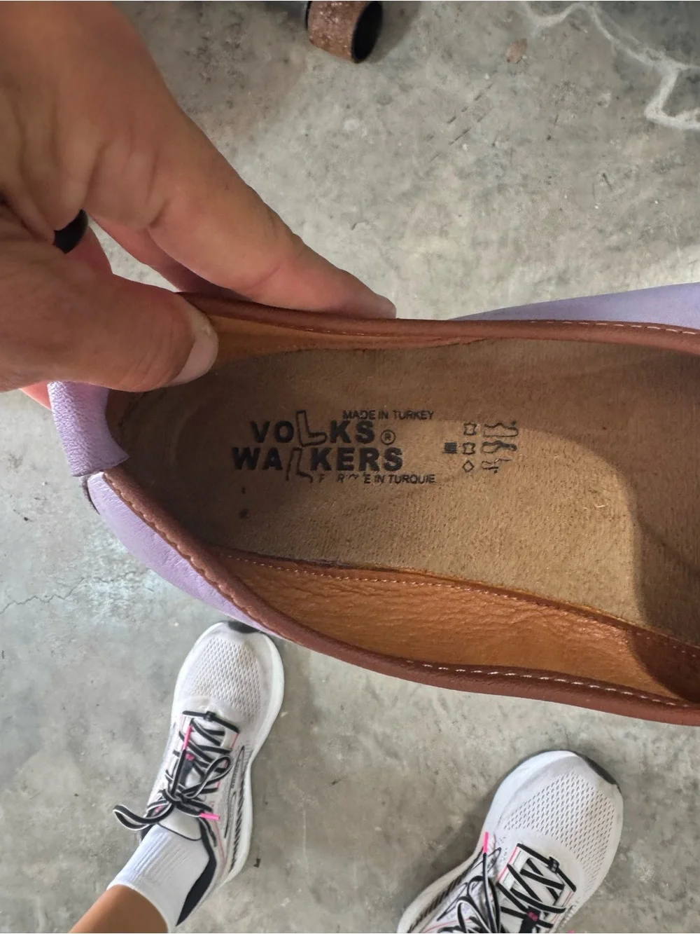 Volks Walkers Lavender Leather Slip-On Flats with Colorful Button Straps